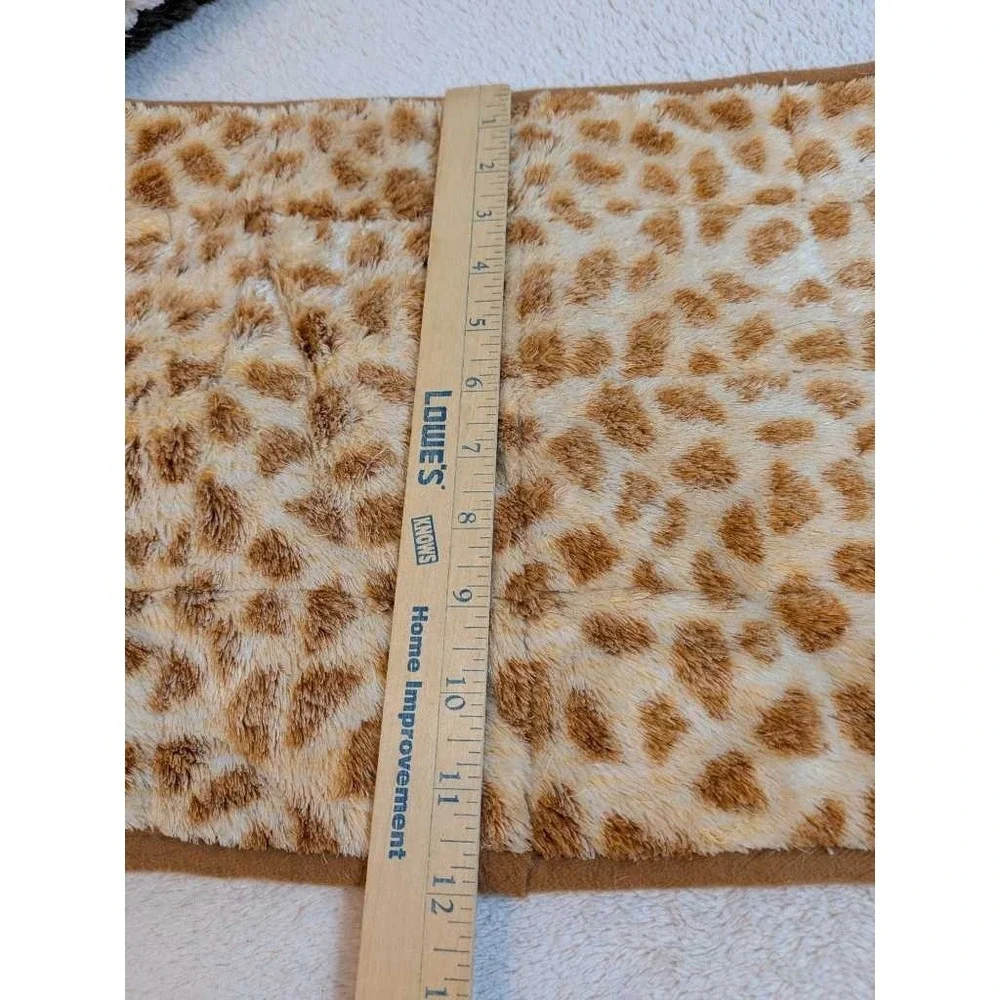 Plush Pet Mats Leopard Brown Cream Reversible Cozy Soft Bed Pad
